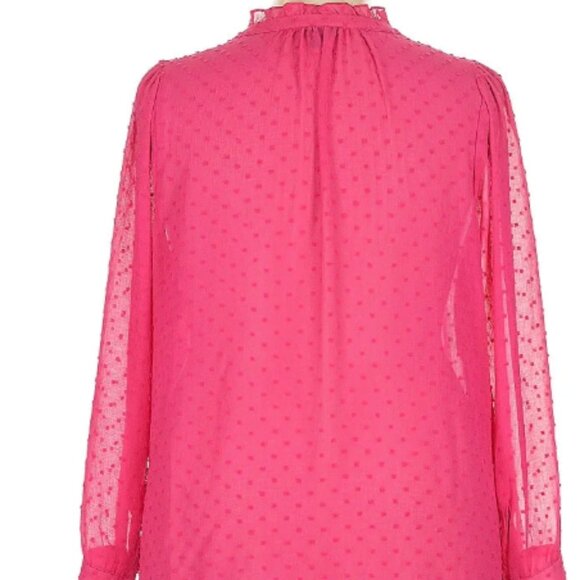 Torrid sheer long sleeved blouse (Hot Pink) - Picture 2 of 3